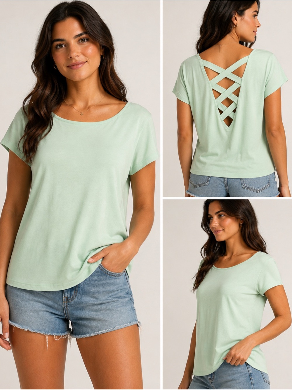 NWT Mint Green Top with Criss Cross Back size small #1062